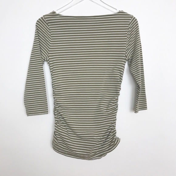 Michael Michael Kors khaki/white striped top w/zip - Picture 2 of 8